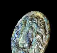 Labradorite Carved Lion Pendant/Coin